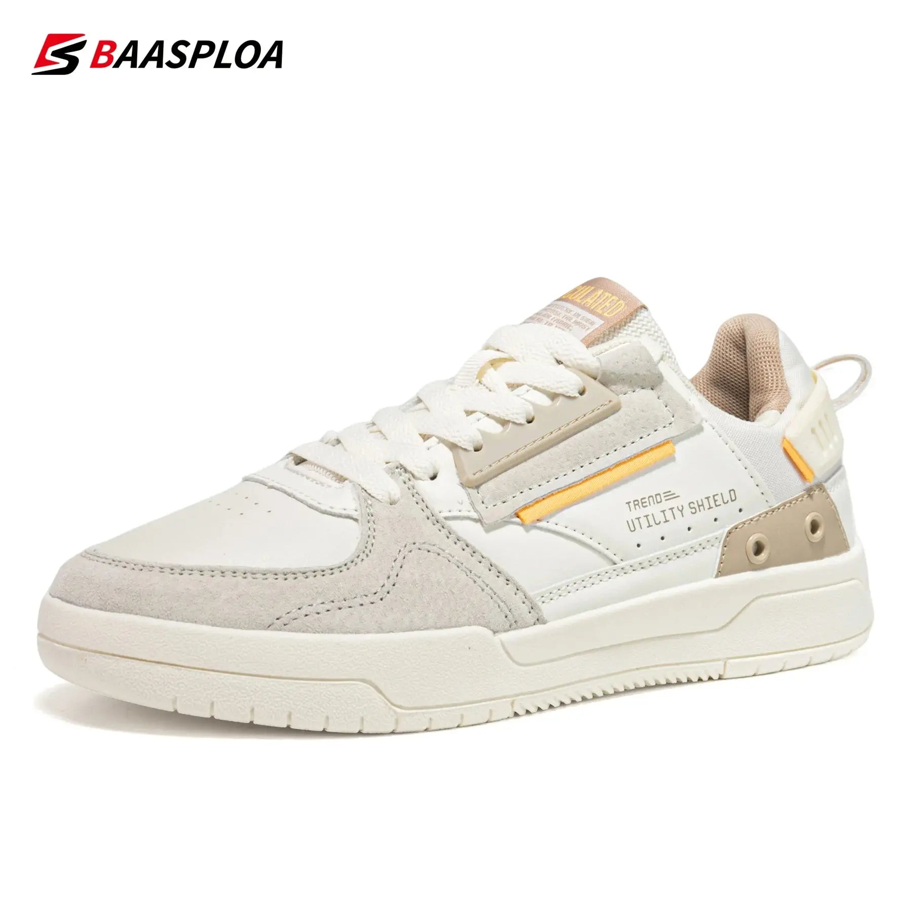 Baasploa Women Outdoor Casual Shoe Fashion Leather Breathable Sneakers Walking Shoes Female Non-slip Comfortable Skateboard Shoe CATG Sports Footwear