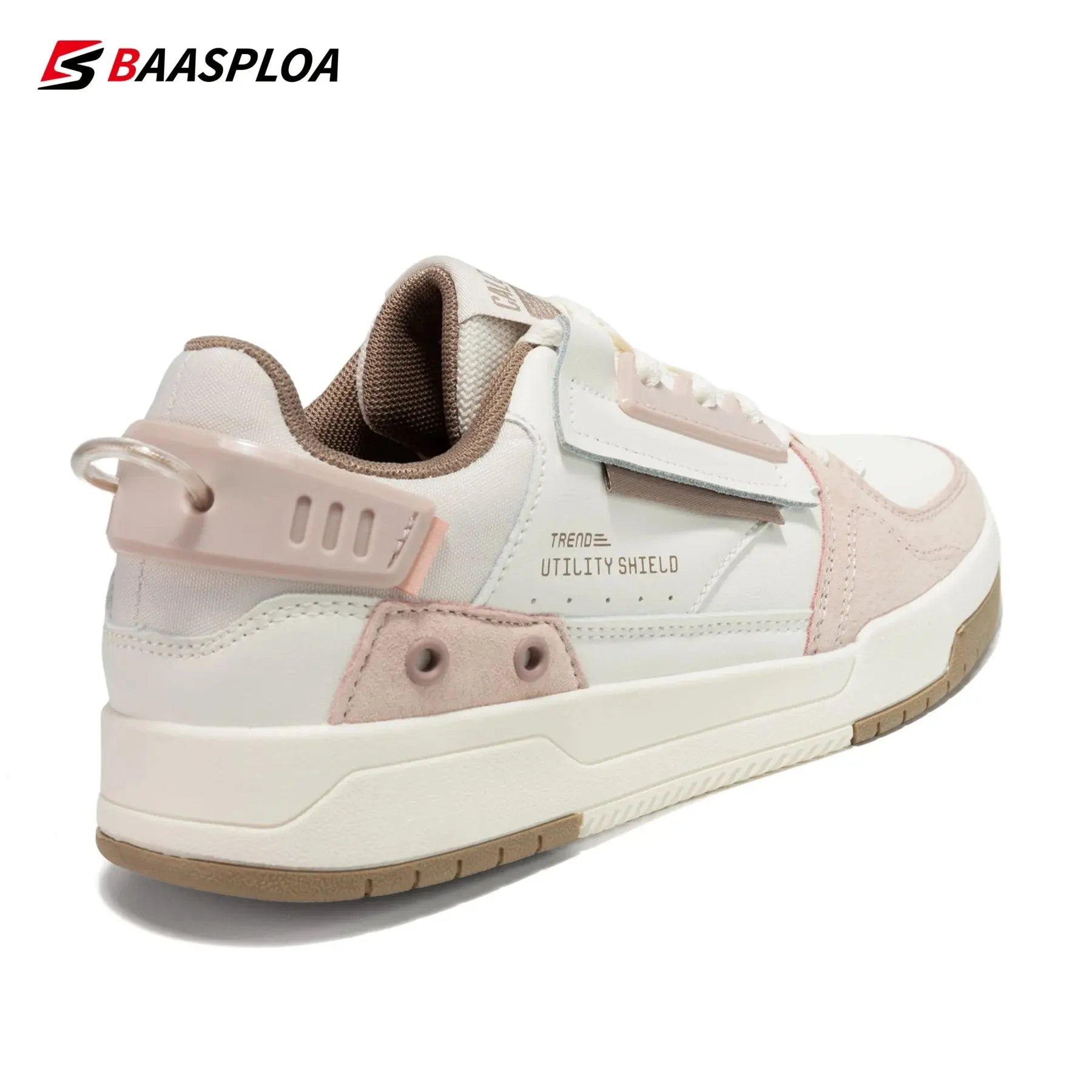 Baasploa Women Outdoor Casual Shoe Fashion Leather Breathable Sneakers Walking Shoes Female Non-slip Comfortable Skateboard Shoe CATG Sports Footwear
