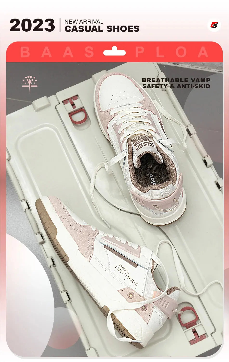 Baasploa Women Outdoor Casual Shoe Fashion Leather Breathable Sneakers Walking Shoes Female Non-slip Comfortable Skateboard Shoe CATG Sports Footwear